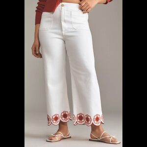 Anthropologie The Colette Scallop-Hem Crop Wide-Leg Jeans by Maeve